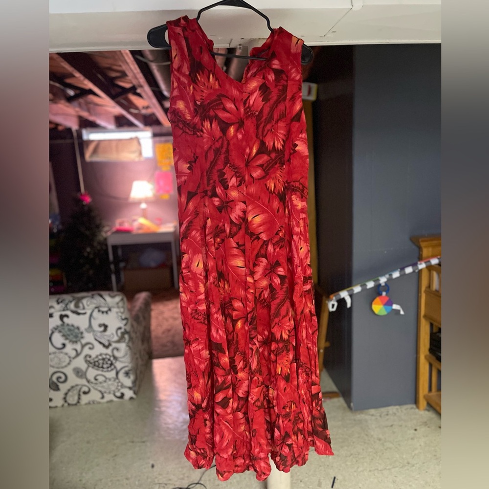 Large Long Red dress with flowers
